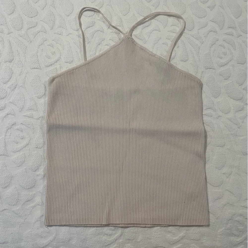 Zara Ribbed Cream Tank Top